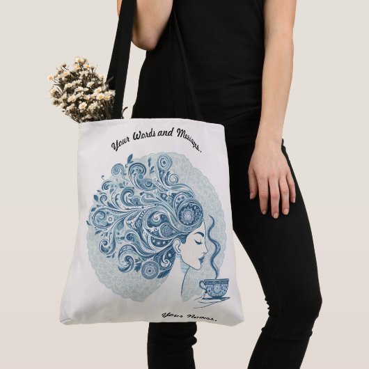 Flow Woman Art - Blue Tile Fusion Tasche (Von Nahem)
