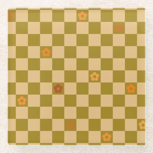 Flowe Checkered Pattern - No. 02 Glasuntersetzer (Vorderseite)