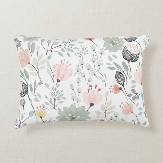 Flower and leaf pattern in tropical green and pink dekokissen (Vorderseite)