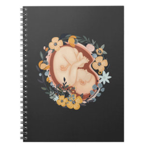 Flower Baby Pregnant Mother Midwife Notizblock