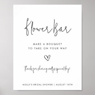 Flower Bar Black & White Minimalistische Schrift m Poster