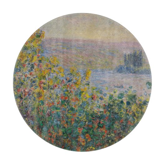 Flower Beds at Vétheuil, Impressionist Landscape Schneidebrett (Vorderseite)