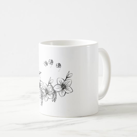 Flower bee ceramic mug  kaffeetasse (VorderseiteRechts)