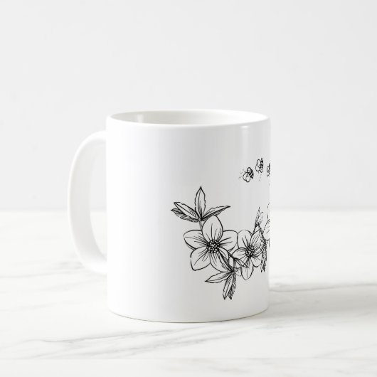 Flower bee ceramic mug  kaffeetasse (Vorderseite Links)