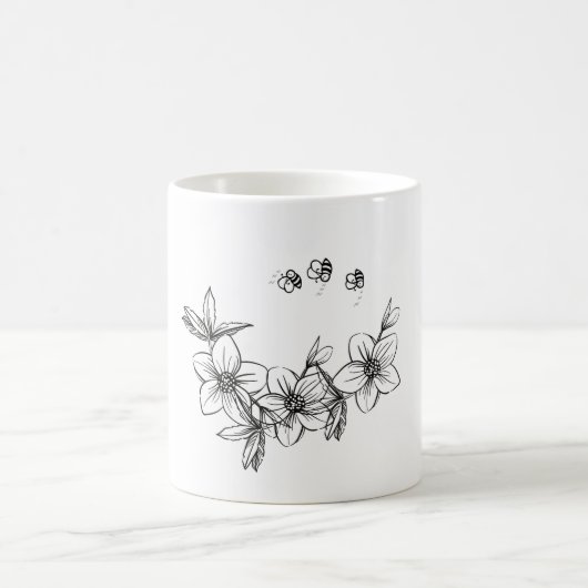 Flower bee ceramic mug  kaffeetasse (Mittel)