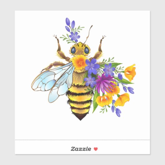 Flower bee with wild plants aufkleber (Blatt)