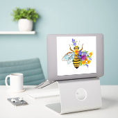 Flower bee with wild plants aufkleber (Laptop auf Schreibtisch)