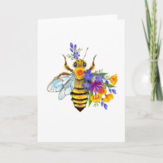 Flower bee with wild plants feiertagskarte (Vorderseite)
