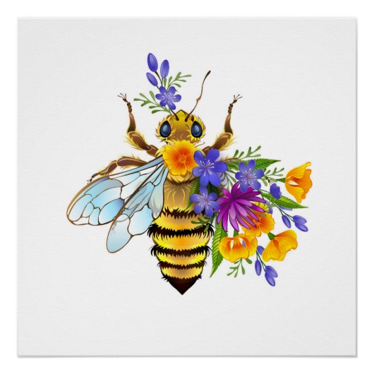 Flower bee with wild plants poster (Vorderseite)