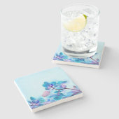 Flower blue coaster steinuntersetzer (Seitenansicht)