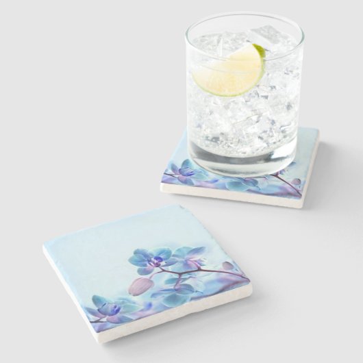 Flower blue coaster steinuntersetzer (Seitenansicht)