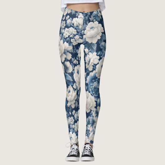 Flower Blue Leggings (Vorderseite)