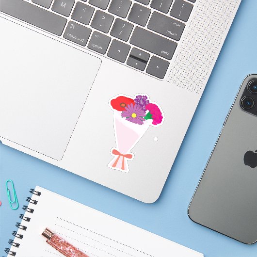Flower Bouquet Aufkleber (Laptop mit iPhone)