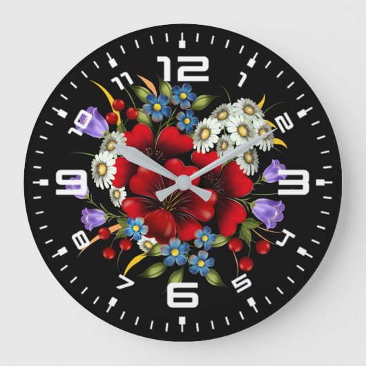 Flower Bouquet Große Wanduhr (Vorderseite)