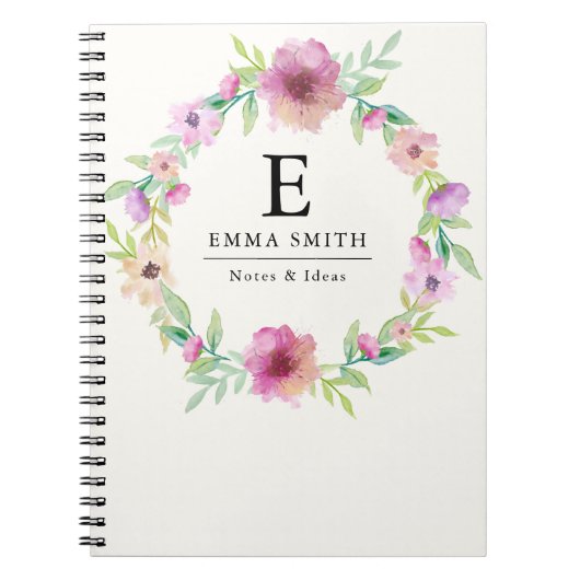 Flower Bouquet monogram Personalized Notebook Notizblock (Vorderseite)
