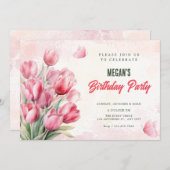 Flower bouquet tulips birthday einladung (Vorne/Hinten)