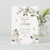 Flower branch birthday einladung (Stehend Vorderseite)