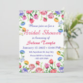 Flower Bridal Shower Invitation Card Einladung (Stehend Vorderseite)