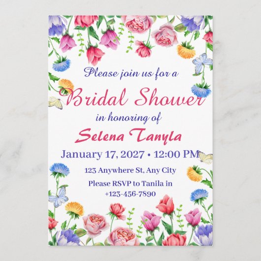 Flower Bridal Shower Invitation Card Einladung (Vorderseite)