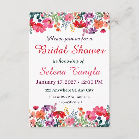  Flower Bridal Shower Invitation Card Einladung (Vorderseite)