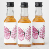 Flower Butterfly with Pink Sakura Alkoholflaschenetikett (Flaschen)