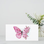 Flower Butterfly with Pink Sakura Ankündigung (Stehend Vorderseite)