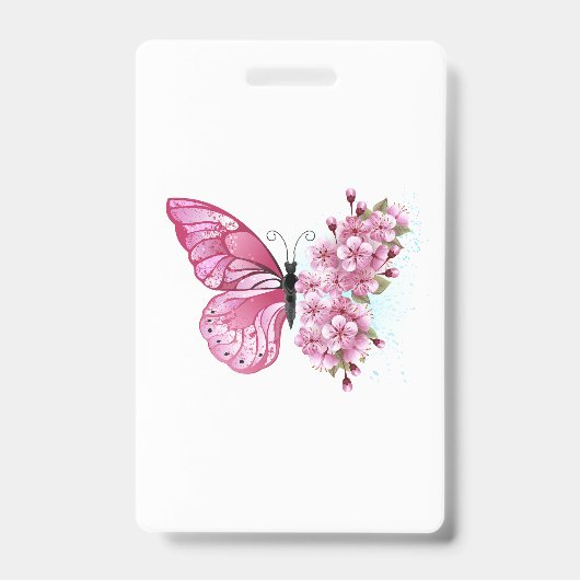 Flower Butterfly with Pink Sakura Ausweis (Vorderseite)