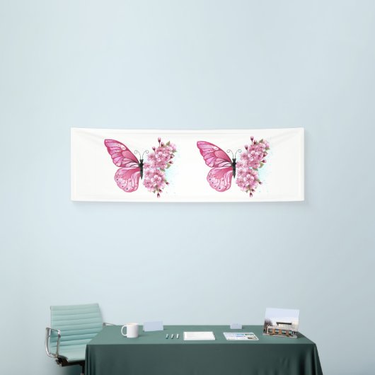 Flower Butterfly with Pink Sakura Banner (Messeveranstaltung)