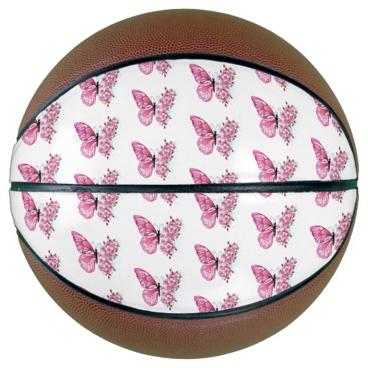 Flower Butterfly with Pink Sakura Basketball (Vorderseite)