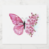 Flower Butterfly with Pink Sakura Bierflaschenetikett (Einzelnes Label)