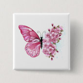 Flower Butterfly with Pink Sakura Button (Vorderseite)