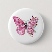 Flower Butterfly with Pink Sakura Button (Vorderseite)