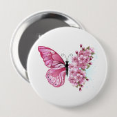 Flower Butterfly with Pink Sakura Button (Vorne & Hinten)