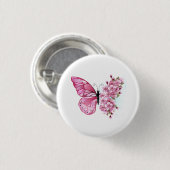 Flower Butterfly with Pink Sakura Button (Vorne & Hinten)