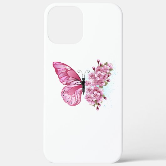 Flower Butterfly with Pink Sakura Case-Mate iPhone Hülle (Rückseite)