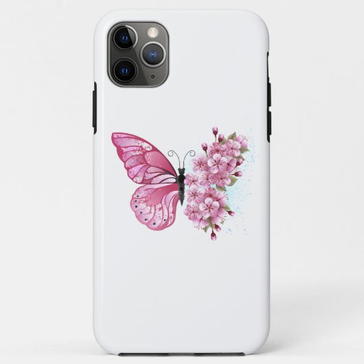 Flower Butterfly with Pink Sakura Case-Mate iPhone Hülle (Rückseite)