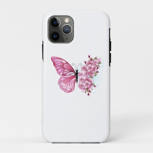 Flower Butterfly with Pink Sakura Case-Mate iPhone Hülle (Rückseite)