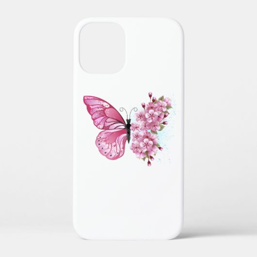 Flower Butterfly with Pink Sakura Case-Mate iPhone Hülle (Rückseite)