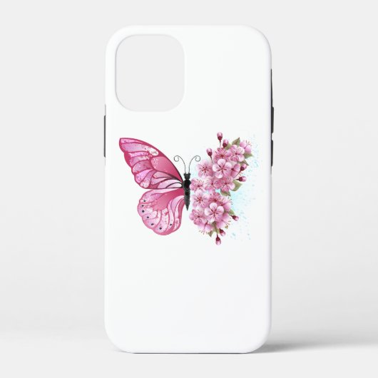 Flower Butterfly with Pink Sakura Case-Mate iPhone Hülle (Rückseite)