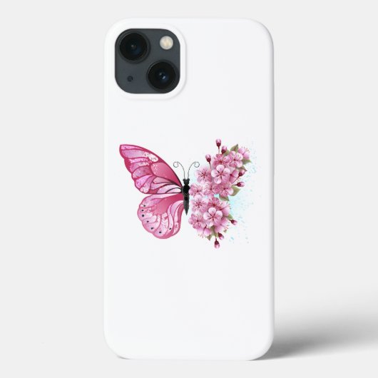 Flower Butterfly with Pink Sakura Case-Mate iPhone Hülle (Rückseite)