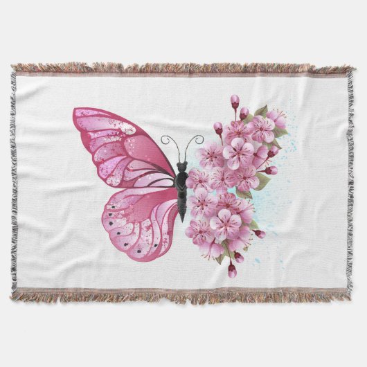 Flower Butterfly with Pink Sakura Decke (Vorderseite)