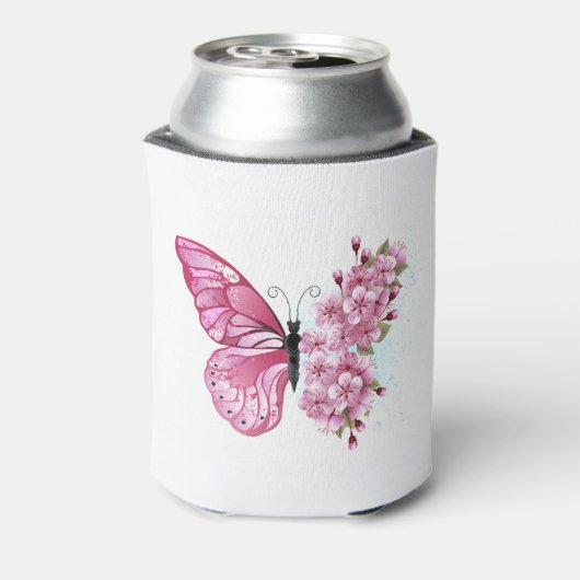 Flower Butterfly with Pink Sakura Dosenkühler (Kanne Rückseite)