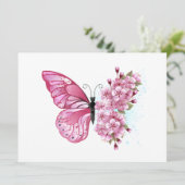 Flower Butterfly with Pink Sakura Einladung (Stehend Vorderseite)