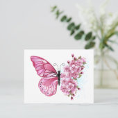 Flower Butterfly with Pink Sakura Einladung (Stehend Vorderseite)
