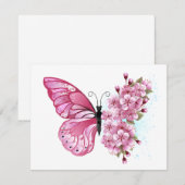Flower Butterfly with Pink Sakura Einladung (Vorne/Hinten)