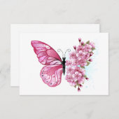 Flower Butterfly with Pink Sakura Einladung (Vorne/Hinten)
