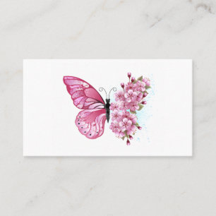 Flower Butterfly with Pink Sakura Empfehlungskarte