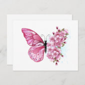 Flower Butterfly with Pink Sakura Feiertagskarte (Vorne/Hinten)