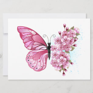 Flower Butterfly with Pink Sakura Feiertagskarte