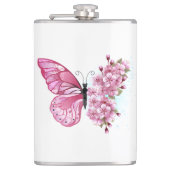 Flower Butterfly with Pink Sakura Flachmann (Vorderseite)